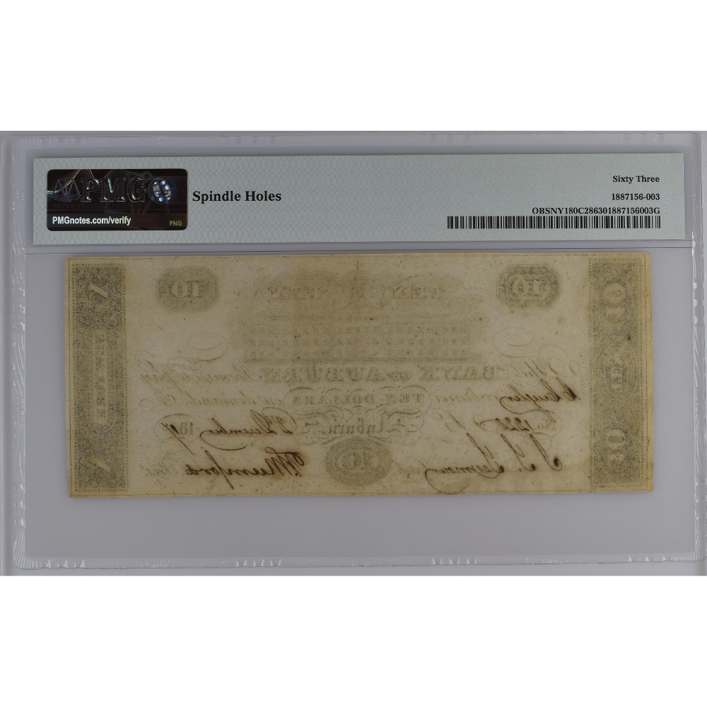 New York Auburn 10 Dollars 1810s Bank of Auburn PMG 63 Choice UNC