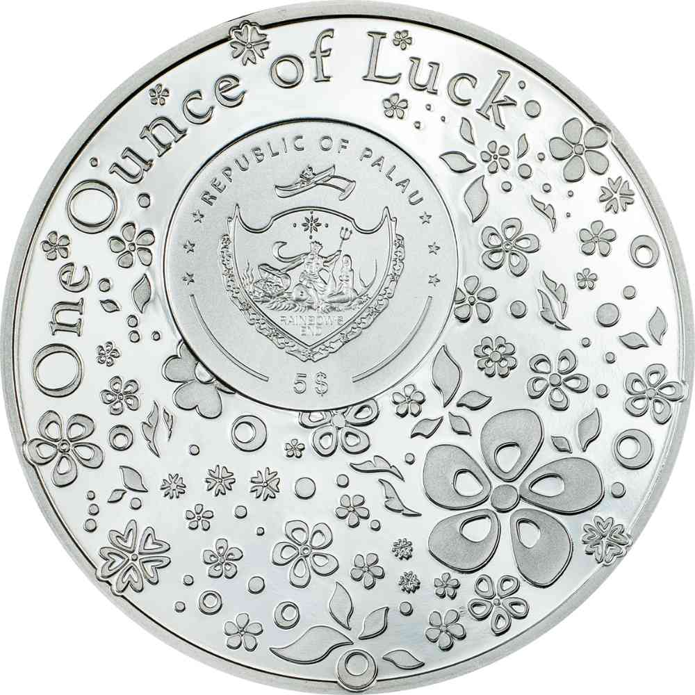 OUNCE OF LUCK Four Leaf Clover 1 Oz Silver Coin $5 Palau 2025