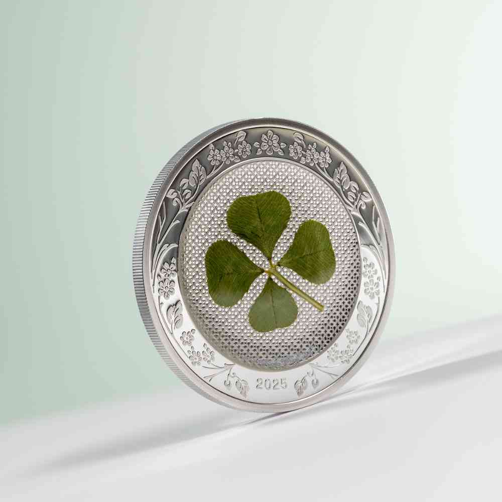 OUNCE OF LUCK Four Leaf Clover 1 Oz Silver Coin $5 Palau 2025