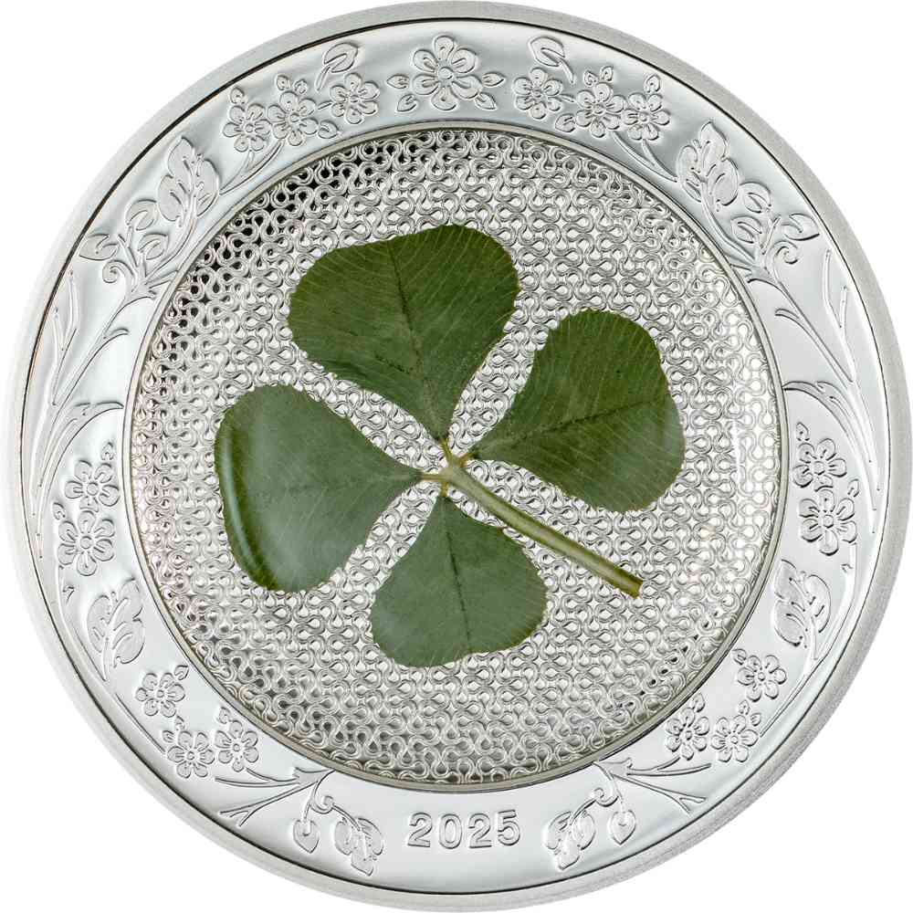 OUNCE OF LUCK Four Leaf Clover 1 Oz Silver Coin $5 Palau 2025