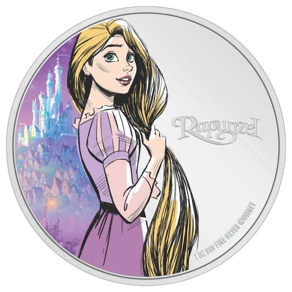 RAPUNZEL Disney Princess 1 Oz Silver Coin $2 Niue 2024