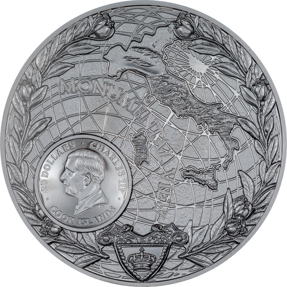 ROMA Monumental View Rome 3 Oz Silver Coin $20 Cook Islands 2024 - PARTHAVA COIN