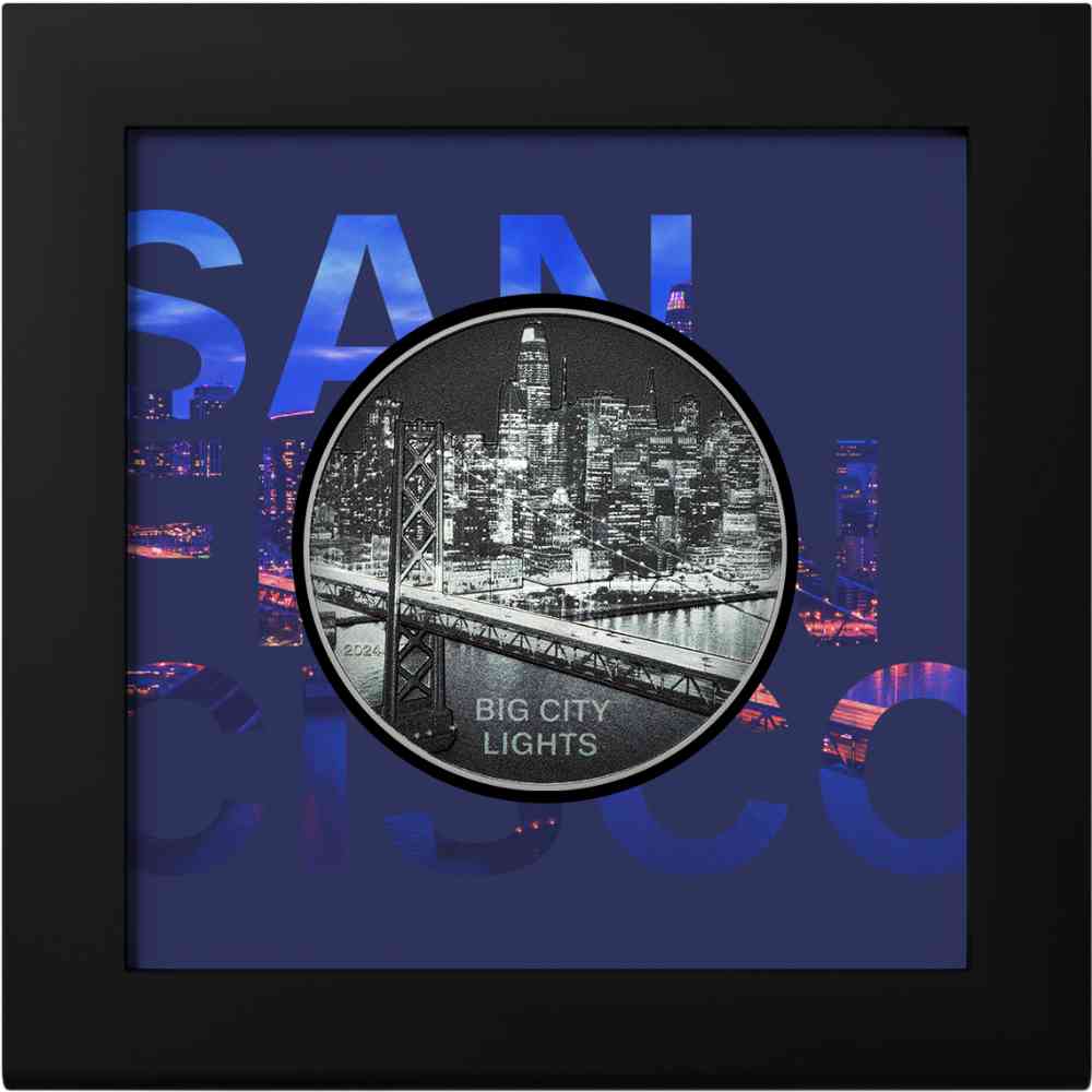 SAN FRANCISCO Big City Lights 1 Oz Silver Coin $5 Cook Islands 2024