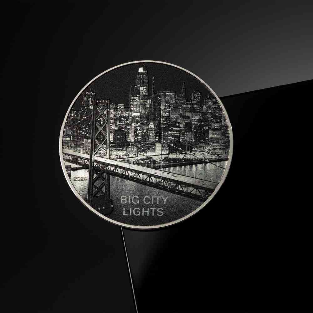 SAN FRANCISCO Big City Lights 1 Oz Silver Coin $5 Cook Islands 2024