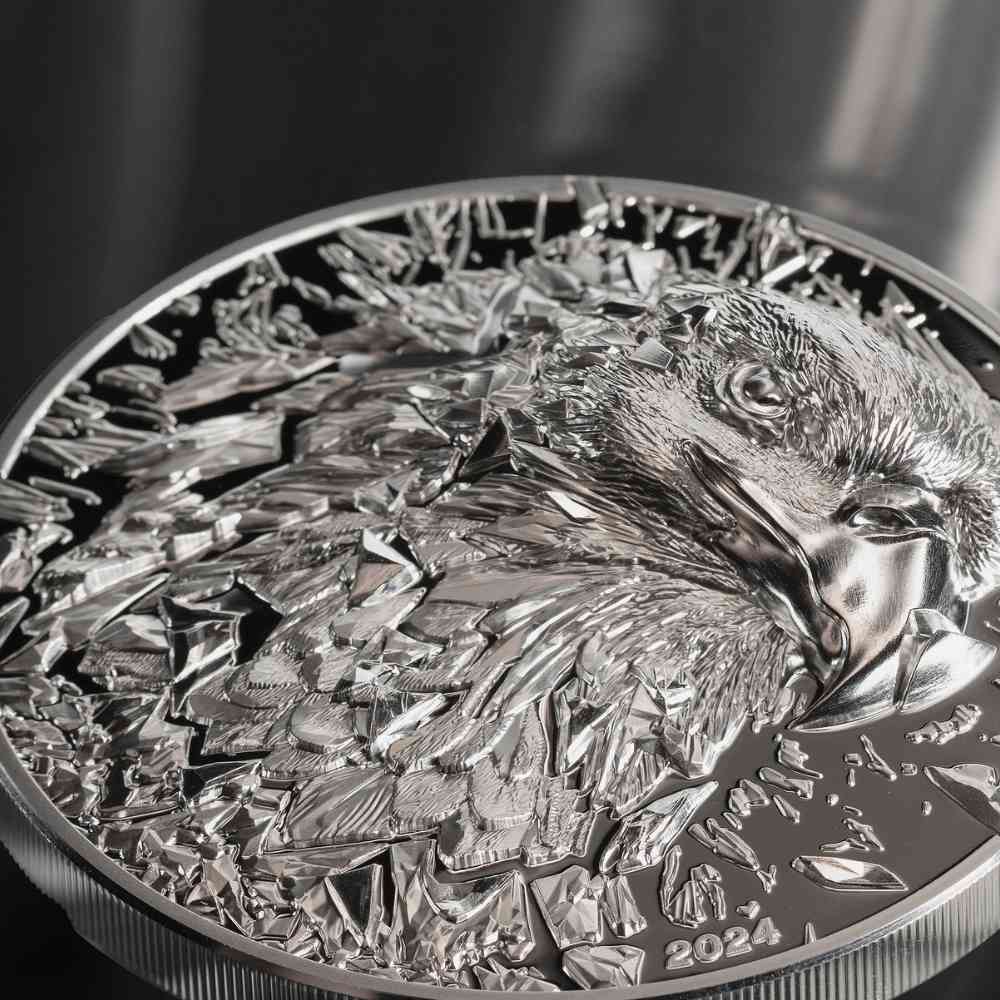 SILVER BURST Bald Eagle 3 Oz Silver Coin $20 Cook Islands 2024