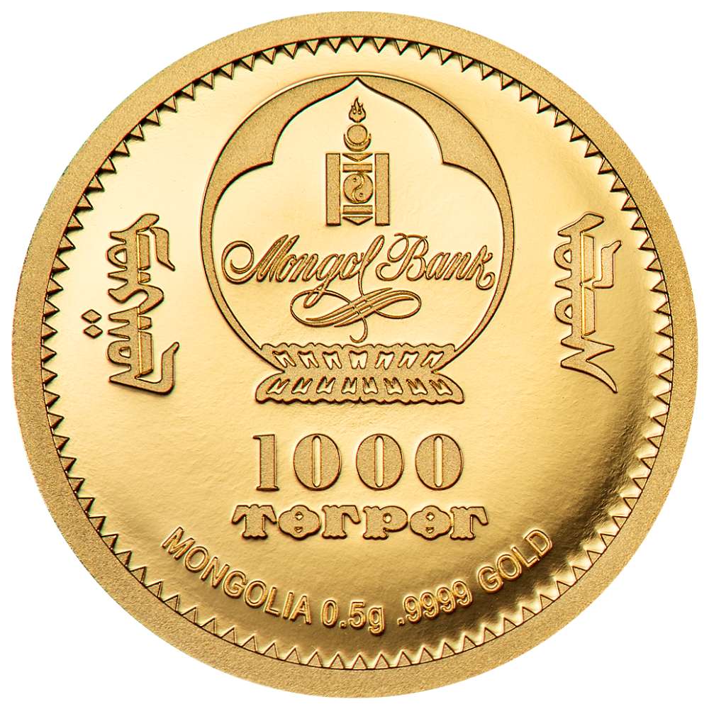 SNAKE Lunar Year Gold Coin 1000 Togrog Mongolia 2025