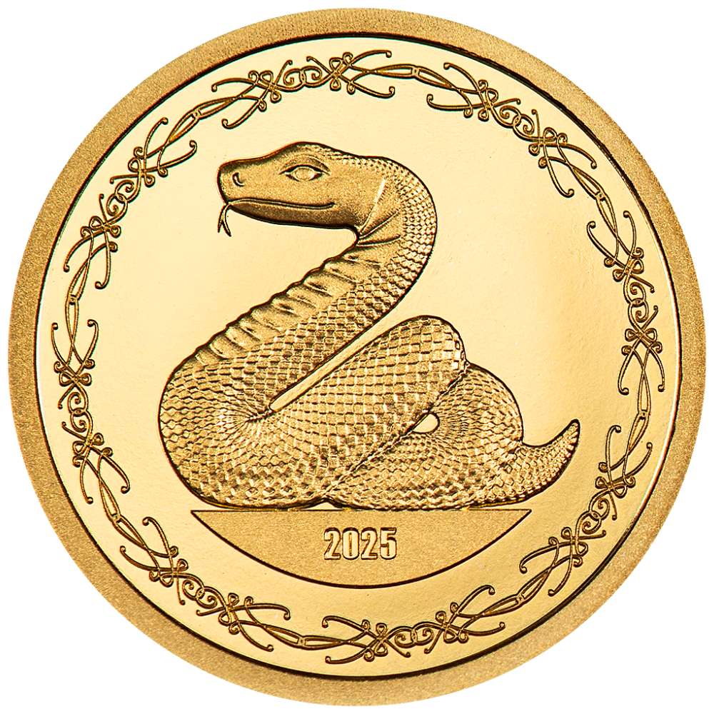 SNAKE Lunar Year Gold Coin 1000 Togrog Mongolia 2025