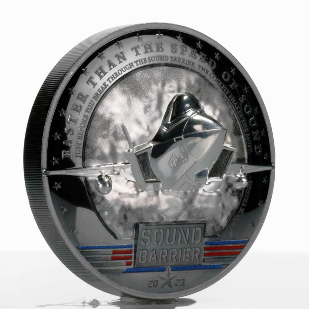 SOUND BARRIER JET Speed of Sound 5 Oz Silver Coin $20 Palau 2023 - PARTHAVA COIN