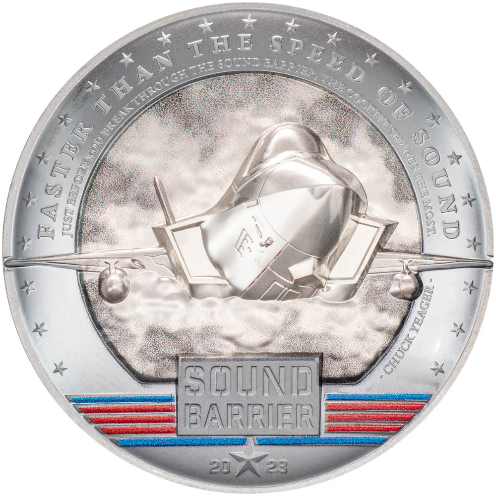 SOUND BARRIER JET Speed of Sound 5 Oz Silver Coin $20 Palau 2023 - PARTHAVA COIN
