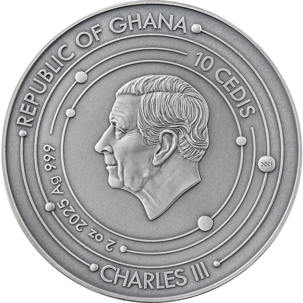 JUPITER Solar System 2 Oz Silver Coin 10 Cedis Ghana 2025