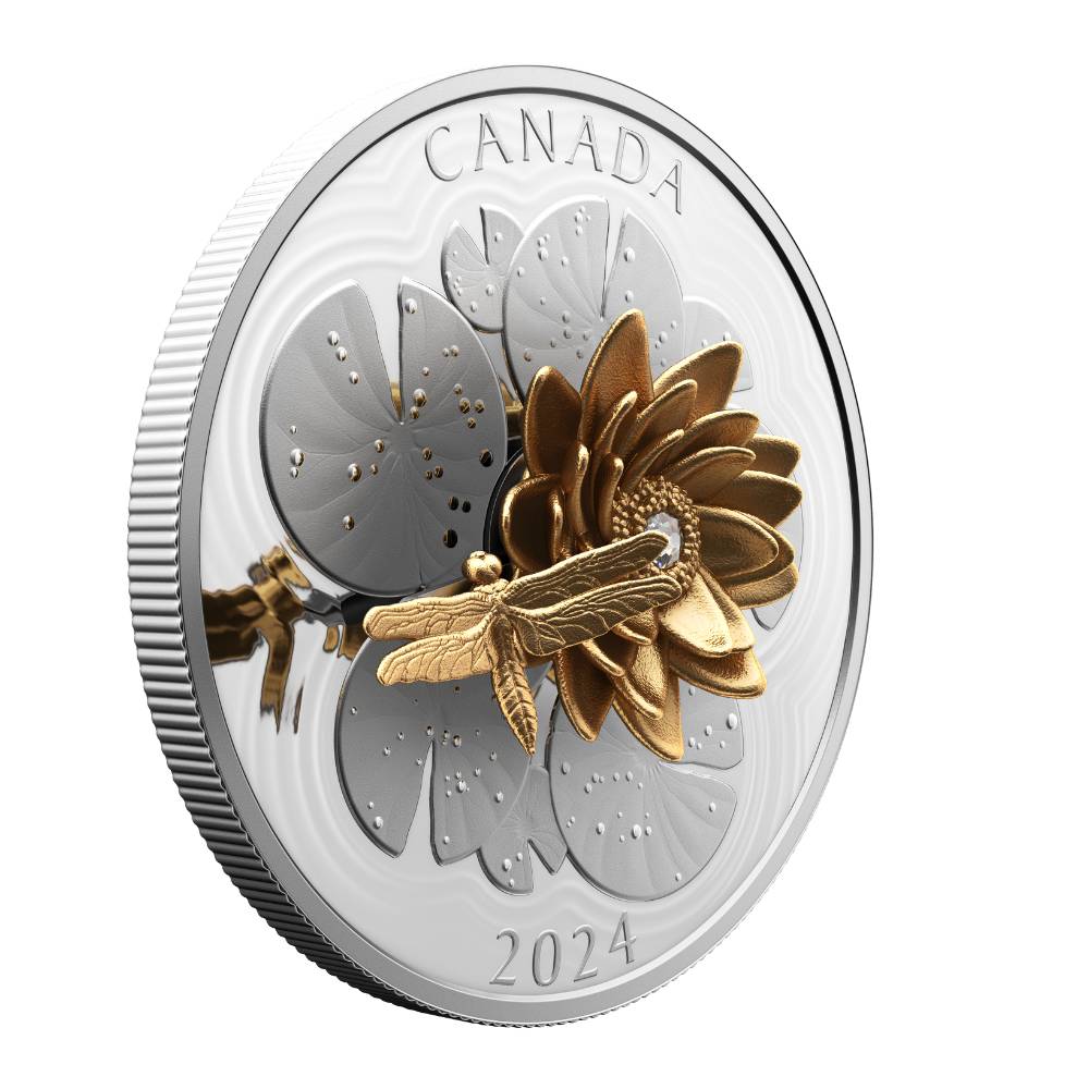 THE DRAGONFLY AND THE BLOOM 5 Oz Silver Coin $50 Canada 2024 - PARTHAVA COIN