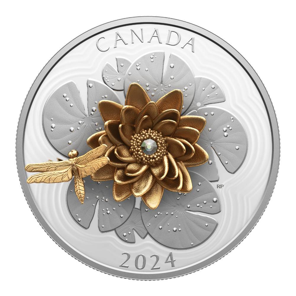 THE DRAGONFLY AND THE BLOOM 5 Oz Silver Coin $50 Canada 2024 - PARTHAVA COIN