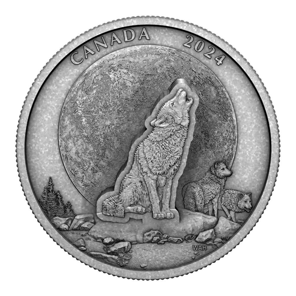 THE HOWLING WOLF 2 Oz Pure Silver Coin $30 Canada 2024 - PARTHAVA COIN