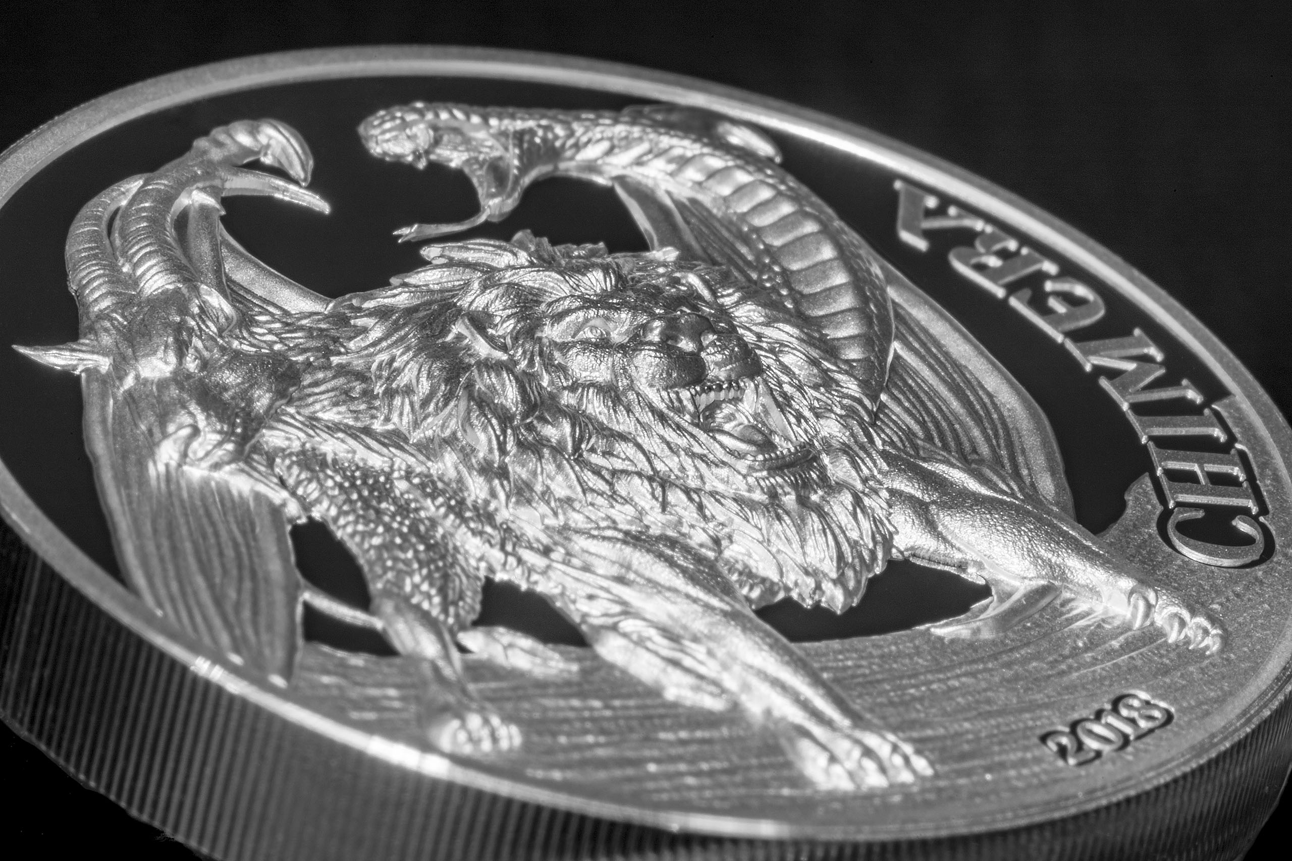 CHIMERA Mythological Animals 2 Oz Silver Coin 1500 Shillings Tanzania 2018 - PARTHAVA COIN