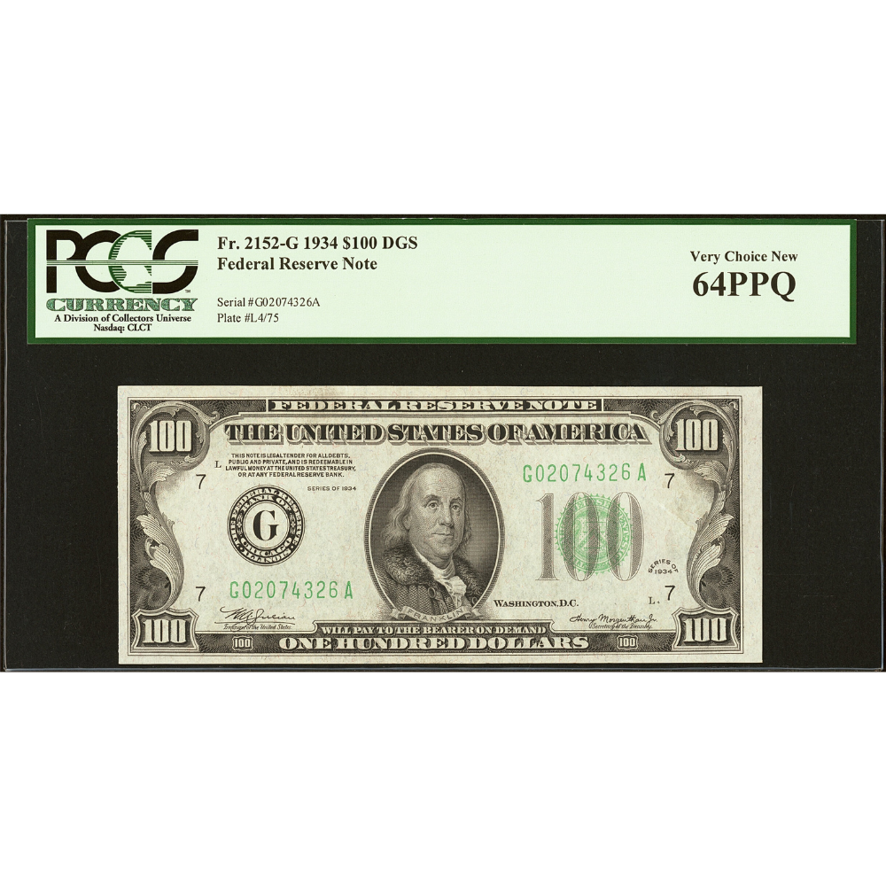 USA $100 1934 Federal Reserve Note Chicago PCGS Very Choice New 64 PPQ