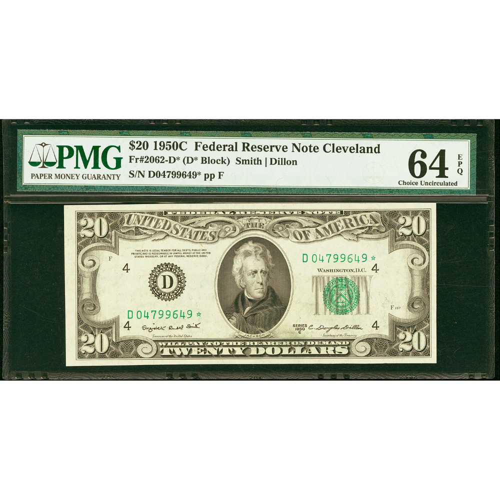 USA $20 1950C Federal Reserve Note Cleveland ✯ Star PMG CU 64 EPQ