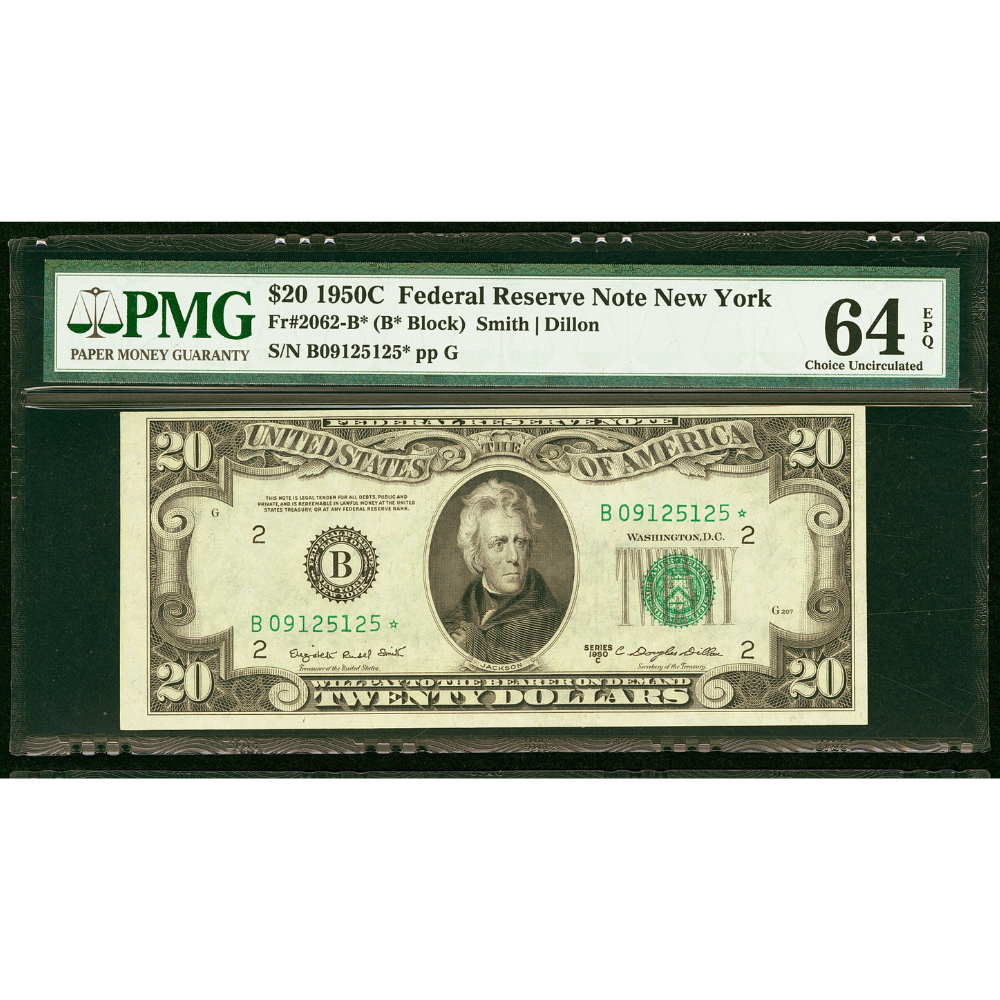 USA $20 1950C Federal Reserve Note New York ✯ Star PMG CU 64 EPQ