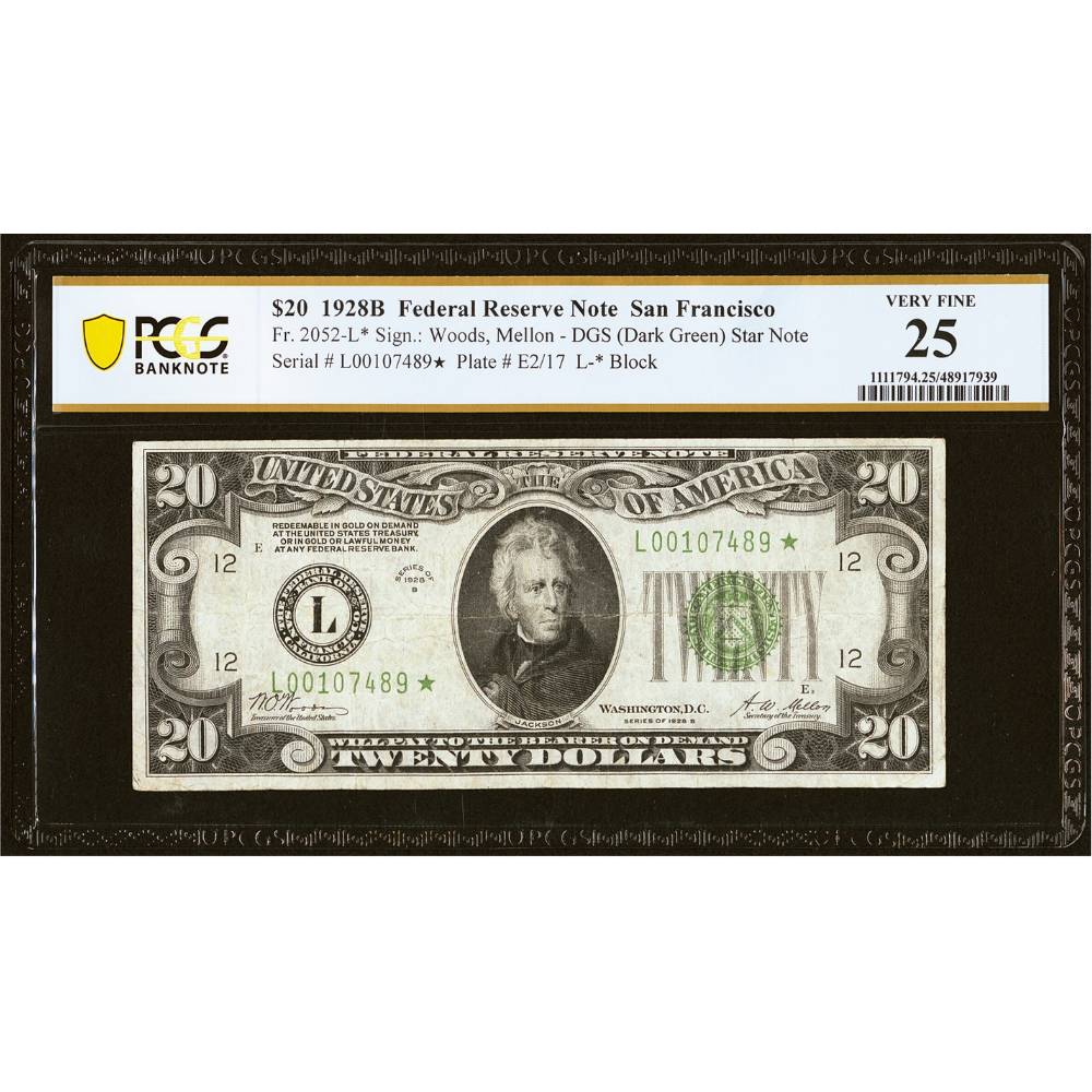 United States 20 Dollars 1928B Fr#2052-L Star Note PCGS 25 Very Fine