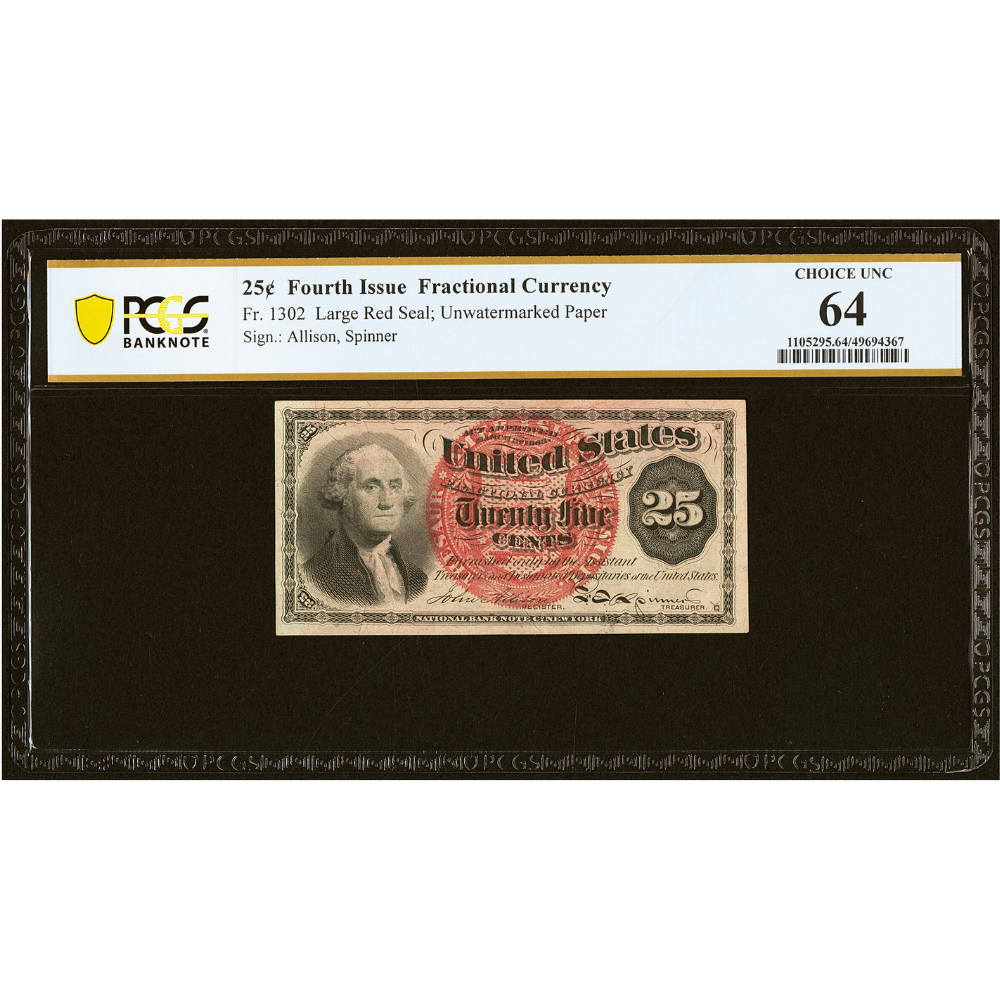 United States 25 Cents Fr#1302 Fractional Currency PCGS 64 Choice UNC