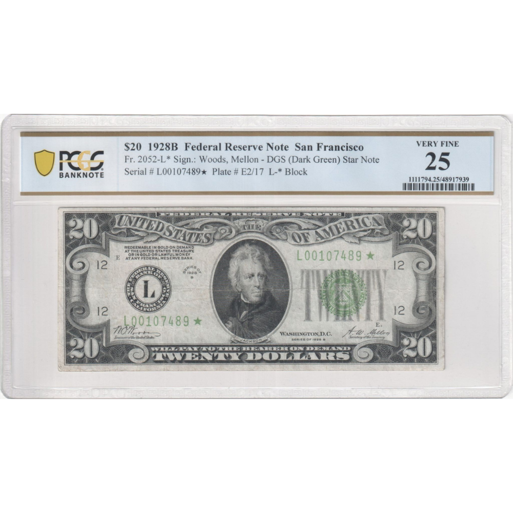 United States 20 Dollars 1928B Fr#2052-L Star Note PCGS 25 Very Fine