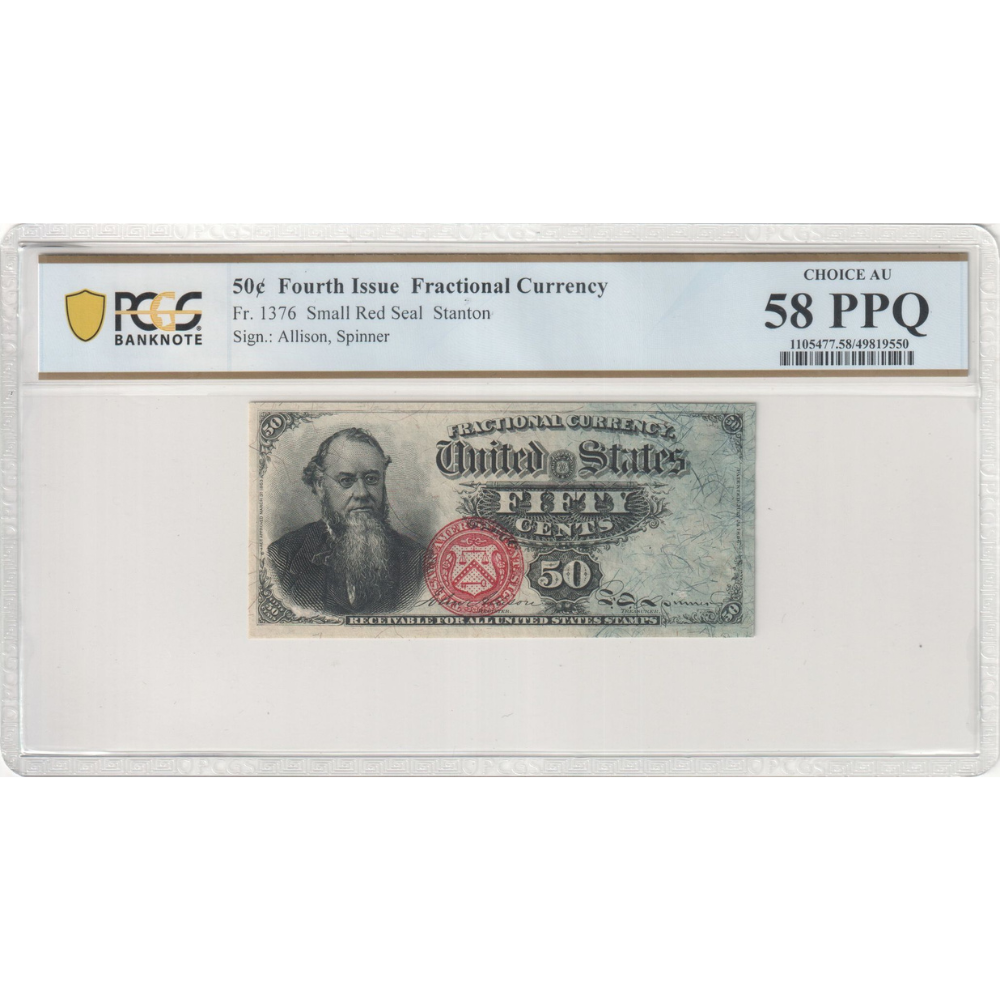 United States 50 Cents Fr#1376 Fractional Currency PCGS 58 Choice AU PPQ