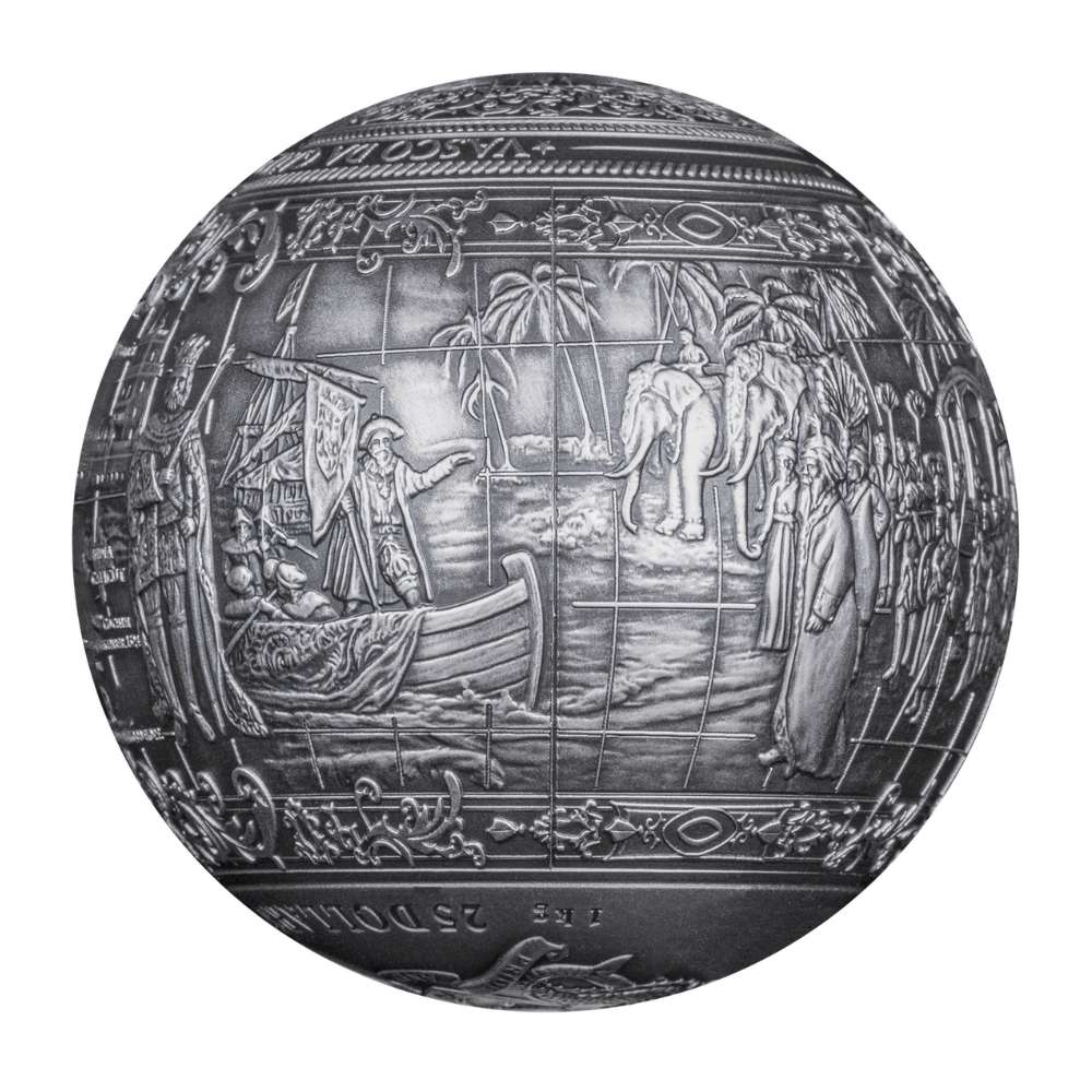 VASCO DA GAMA 1 Kilo Spherical Silver Coin $25 Barbados 2025 - PARTHAVA COIN