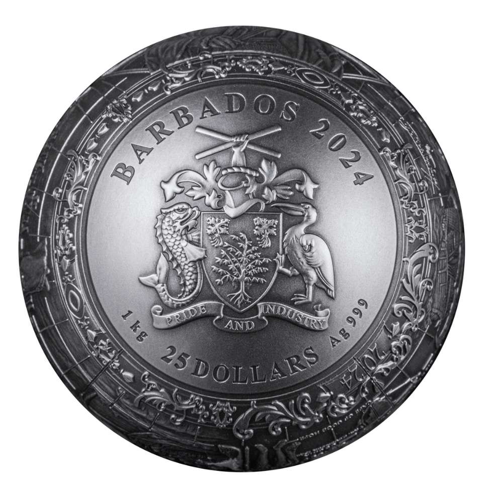 VASCO DA GAMA 1 Kilo Spherical Silver Coin $25 Barbados 2025 - PARTHAVA COIN