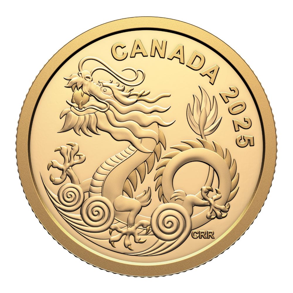 WATER DRAGON 1/20 Oz Gold Coin $8 Canada 2025