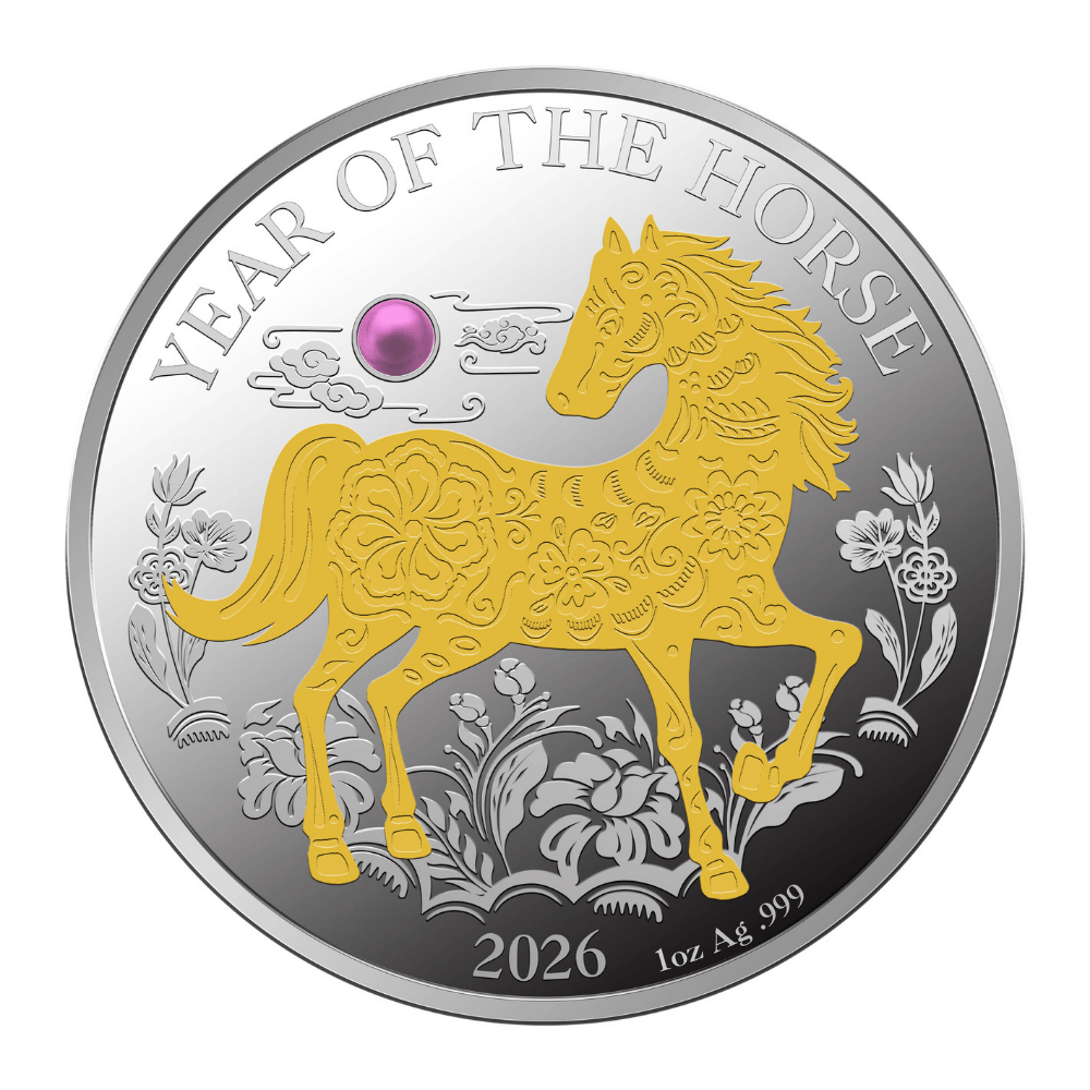 Year of the Horse 1 Oz Silver with Pearl 2026- PARTHAVA COIN