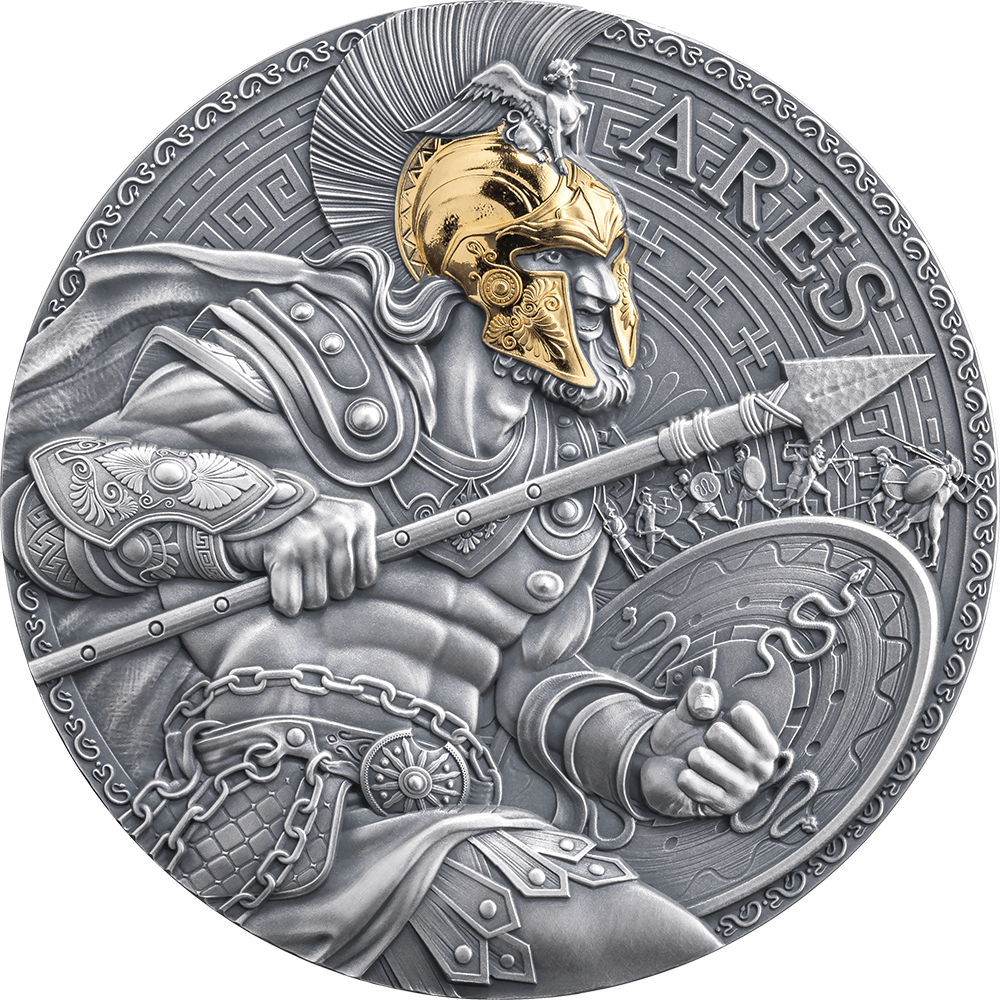 ARES Great Greek Mythology 2 Oz Silver Coin 2000 Francs Cameroon 2024 - PARTHAVA COIN