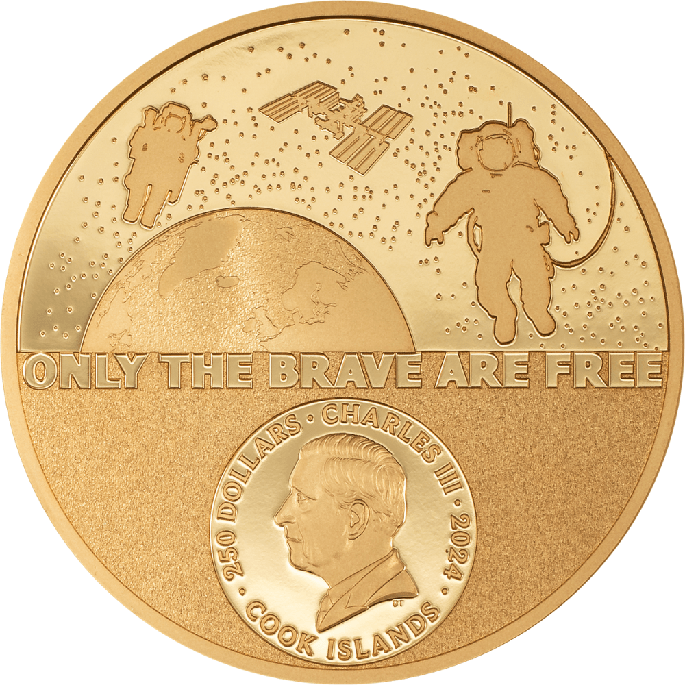 ASTRONAUT Real Heroes 1 Oz Gold Coin $250 Cook Islands 2024 - PARTHAVA COIN