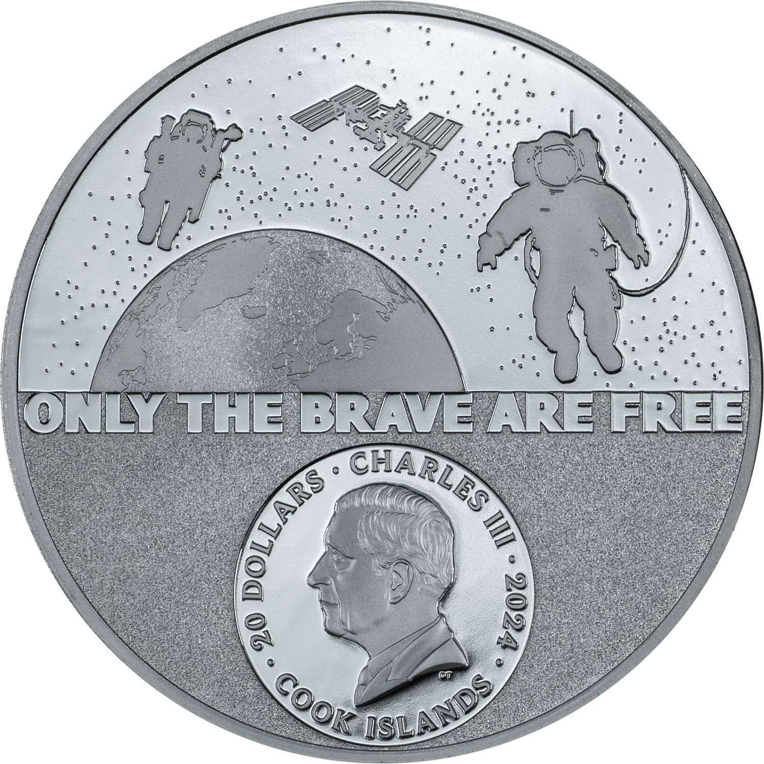 ASTRONAUT Real Heroes 3 Oz Silver Coin $20 Cook Islands 2024 - PARTHAVA COIN