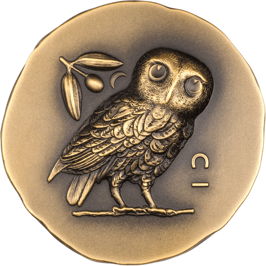 ATHENA'S OWL Numismatic Icons 1 Oz Gold Coin $250 Cook Islands 2023 - PARTHAVA COIN