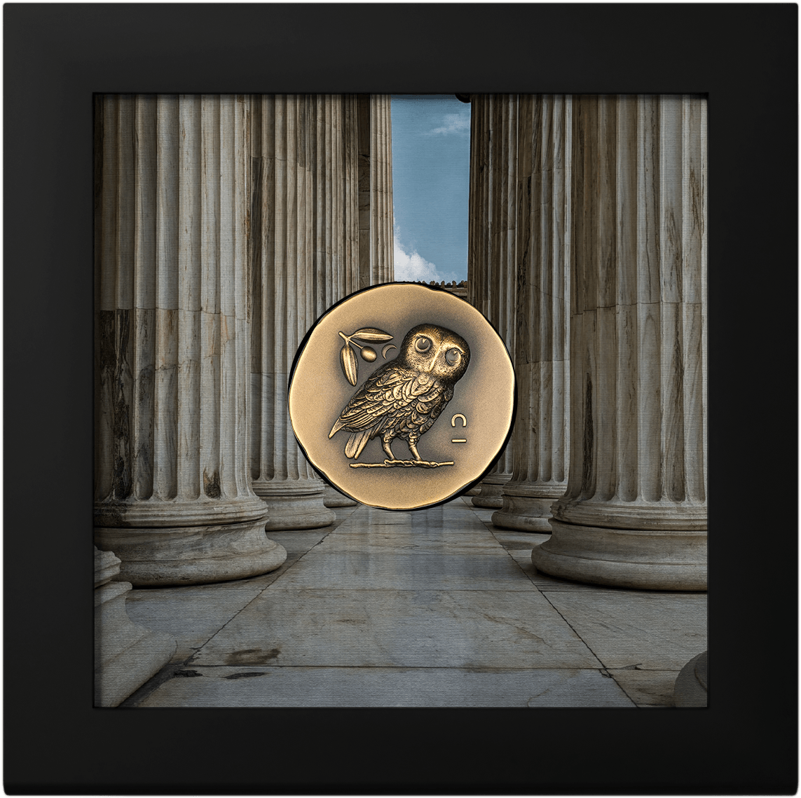 ATHENA'S OWL Numismatic Icons 1 Oz Gold Coin $250 Cook Islands 2023 - PARTHAVA COIN