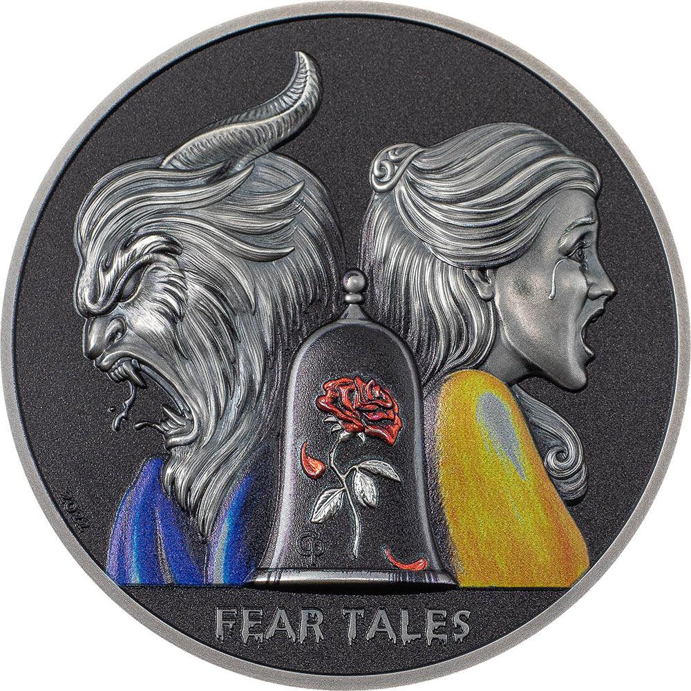 BEAUTY AND THE BEAST Fear Tales 2 Oz Silver Coin $10 Palau 2022 - PARTHAVA COIN
