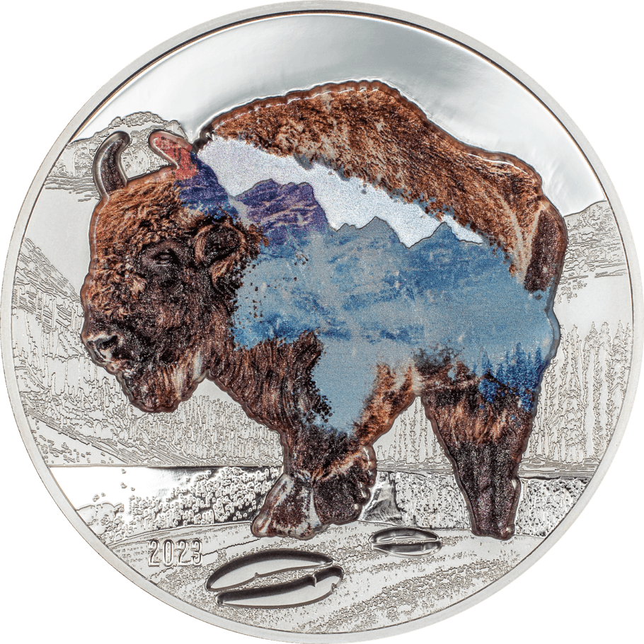 BISON Into The Wild 2 Oz Silver Coin 1000 Togrog Mongolia 2023 - PARTHAVA COIN