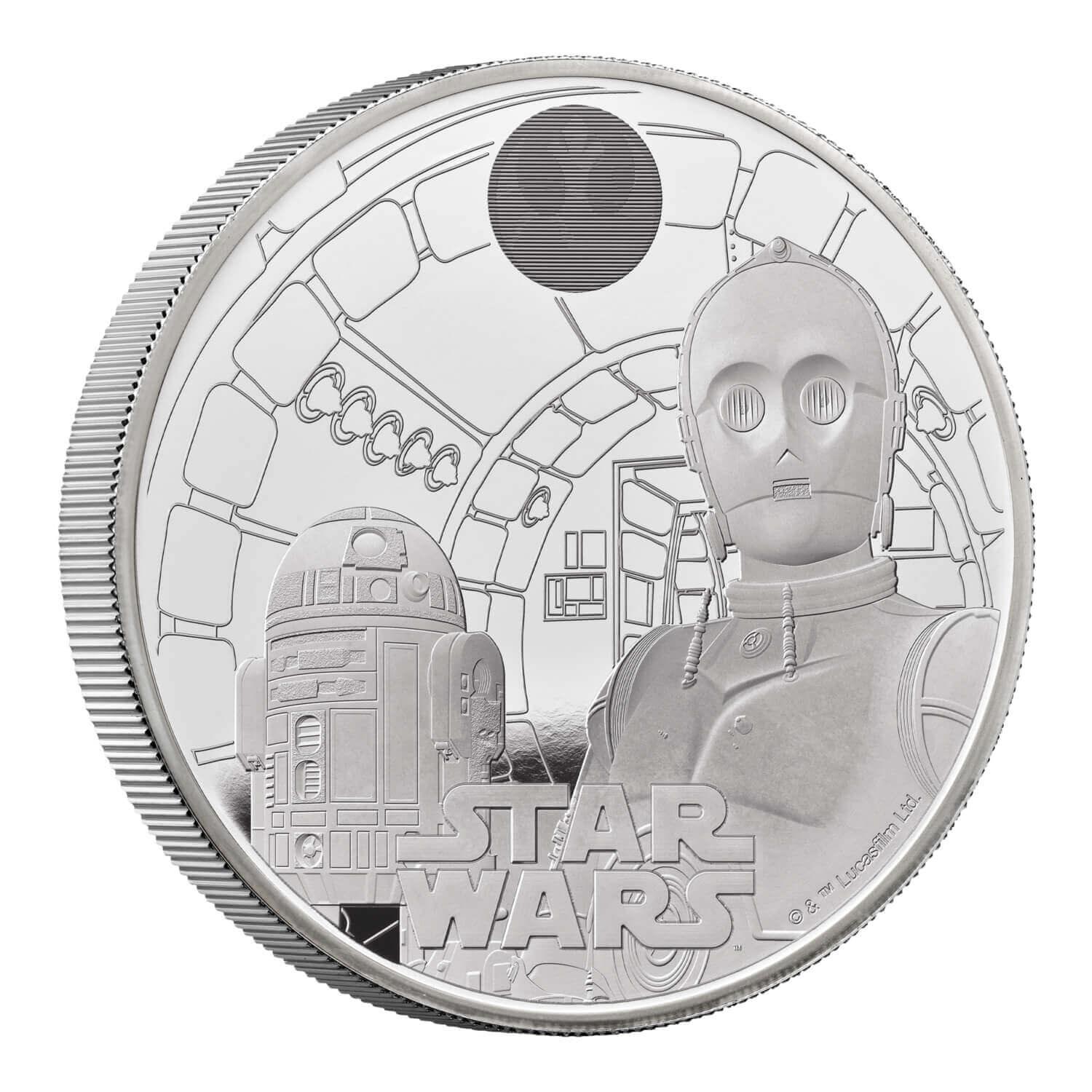 C-3PO AND R2-D2 Star Wars 5 Oz Silver Coin 10 Pounds United Kingdom 2023 - PARTHAVA COIN