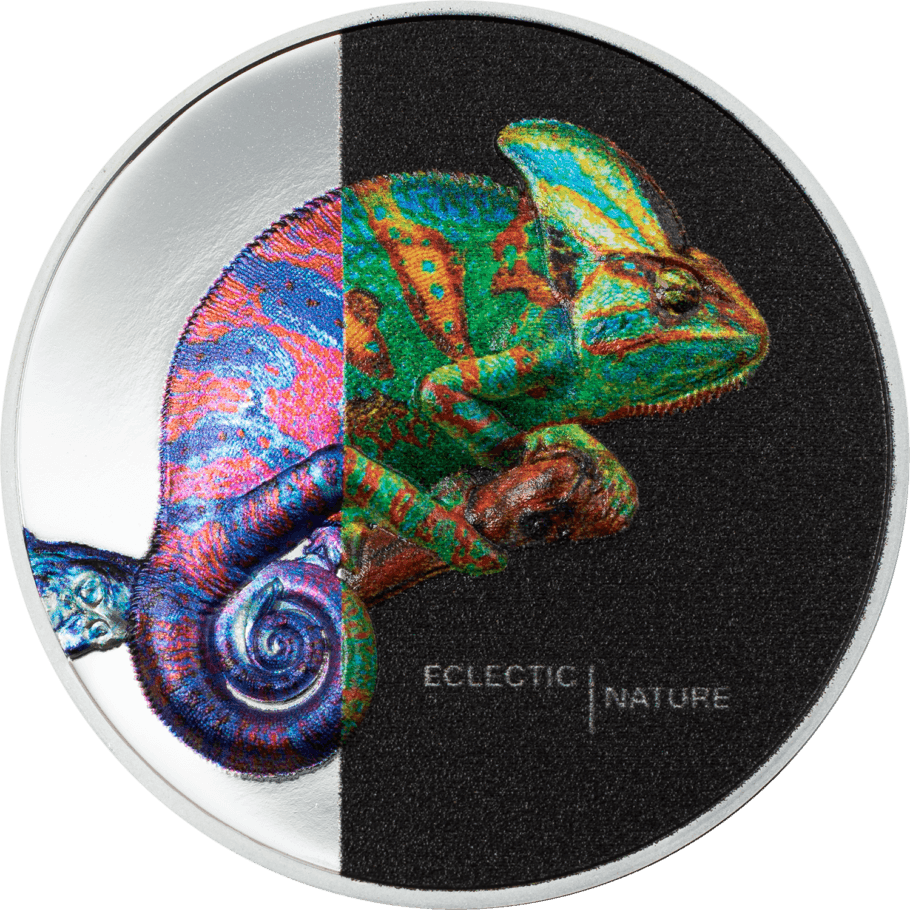 CHAMELEON Eclectic Nature 1 Oz Silver Coin $5 Cook Islands 2023 - PARTHAVA COIN