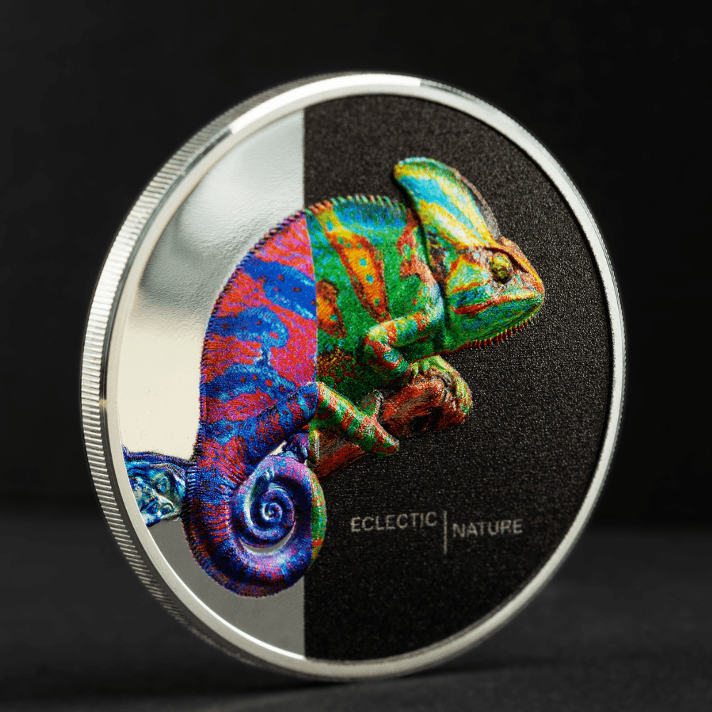 CHAMELEON Eclectic Nature 1 Oz Silver Coin $5 Cook Islands 2023 - PARTHAVA COIN