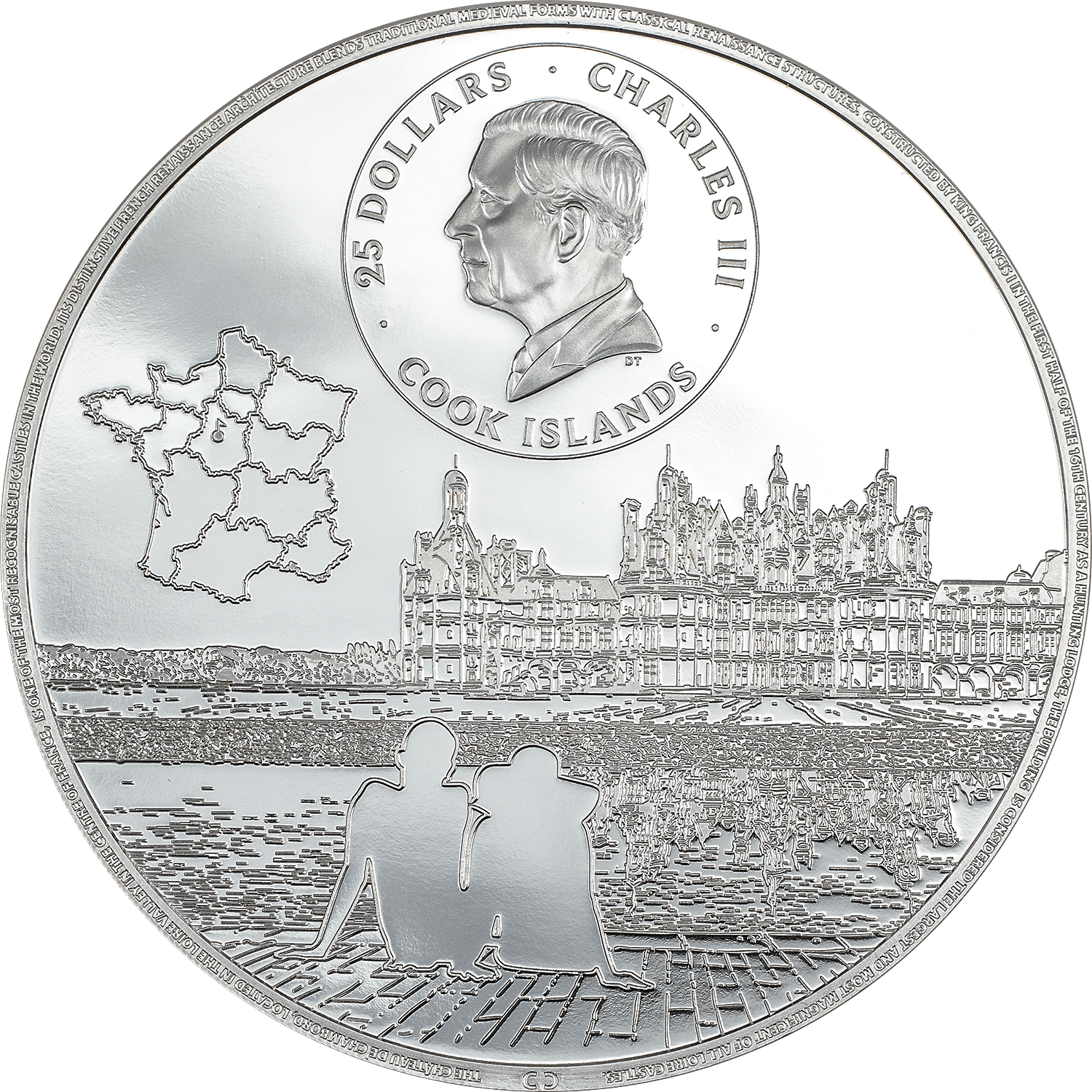 CHATEAU DE CHAMBORD 5 Oz Silver Coin $25 Cook Islands 2024 - PARTHAVA COIN