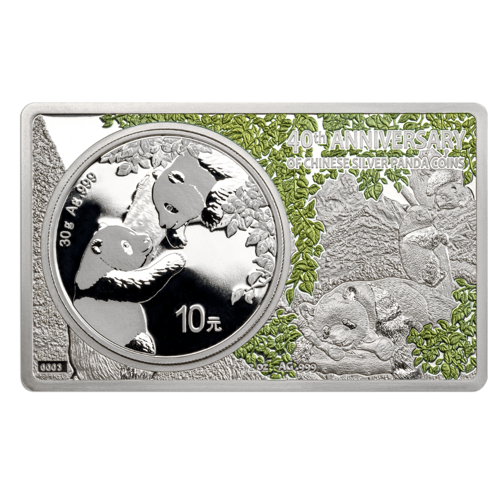 CHINESE PANDA 40th Anniversary Silver Set Coin 2 Oz + 30g Bar China 2023 - PARTHAVA COIN