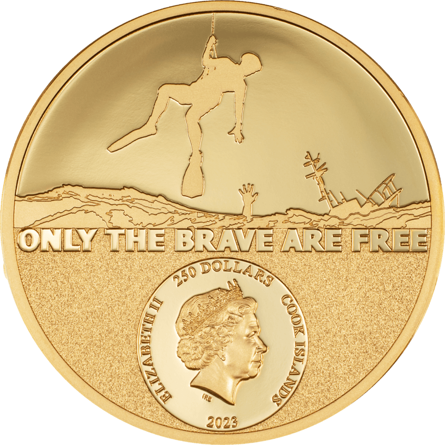 COAST GUARD Real Heroes 1 Oz Gold Coin $250 Cook Islands 2023 - PARTHAVA COIN
