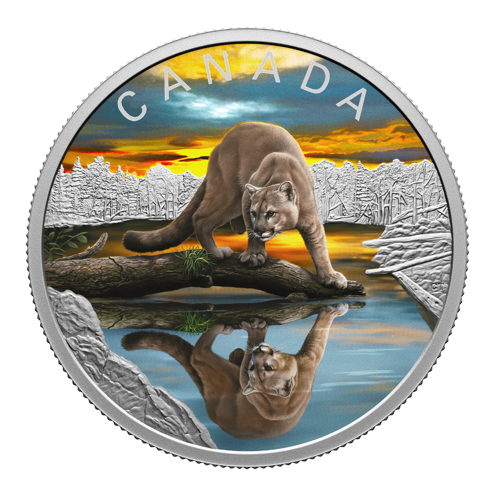 COUGAR Wildlife reflections 1 Oz Silver Coin $20 Canada - PARTHAVA COIN