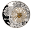 DAISY Flower 3D Mother of Pearl 2 Oz Silver Coin $5 Solomon Islands 2024 - PARTHAVA COIN