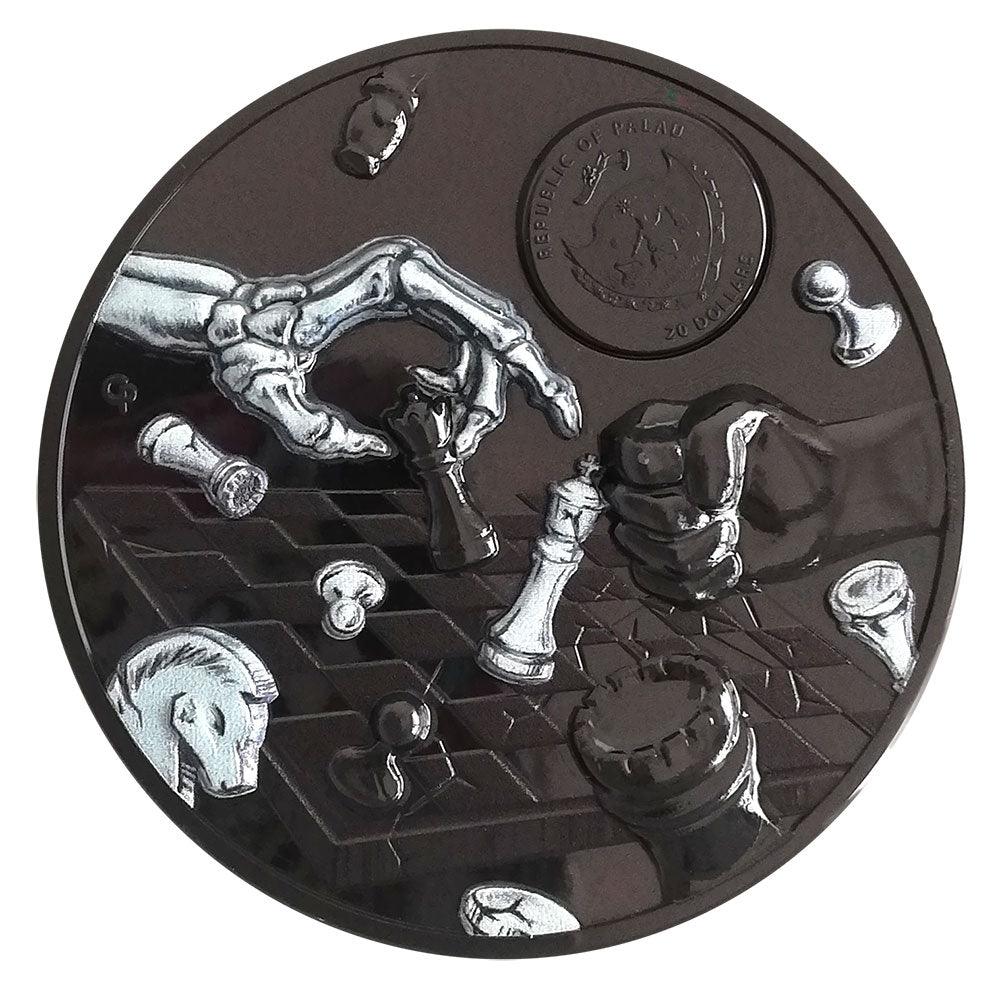 DARK CHECKMATE You Can't Cheat Death 3 Oz Silver Coin $20 Palau 2021 - PARTHAVA COIN