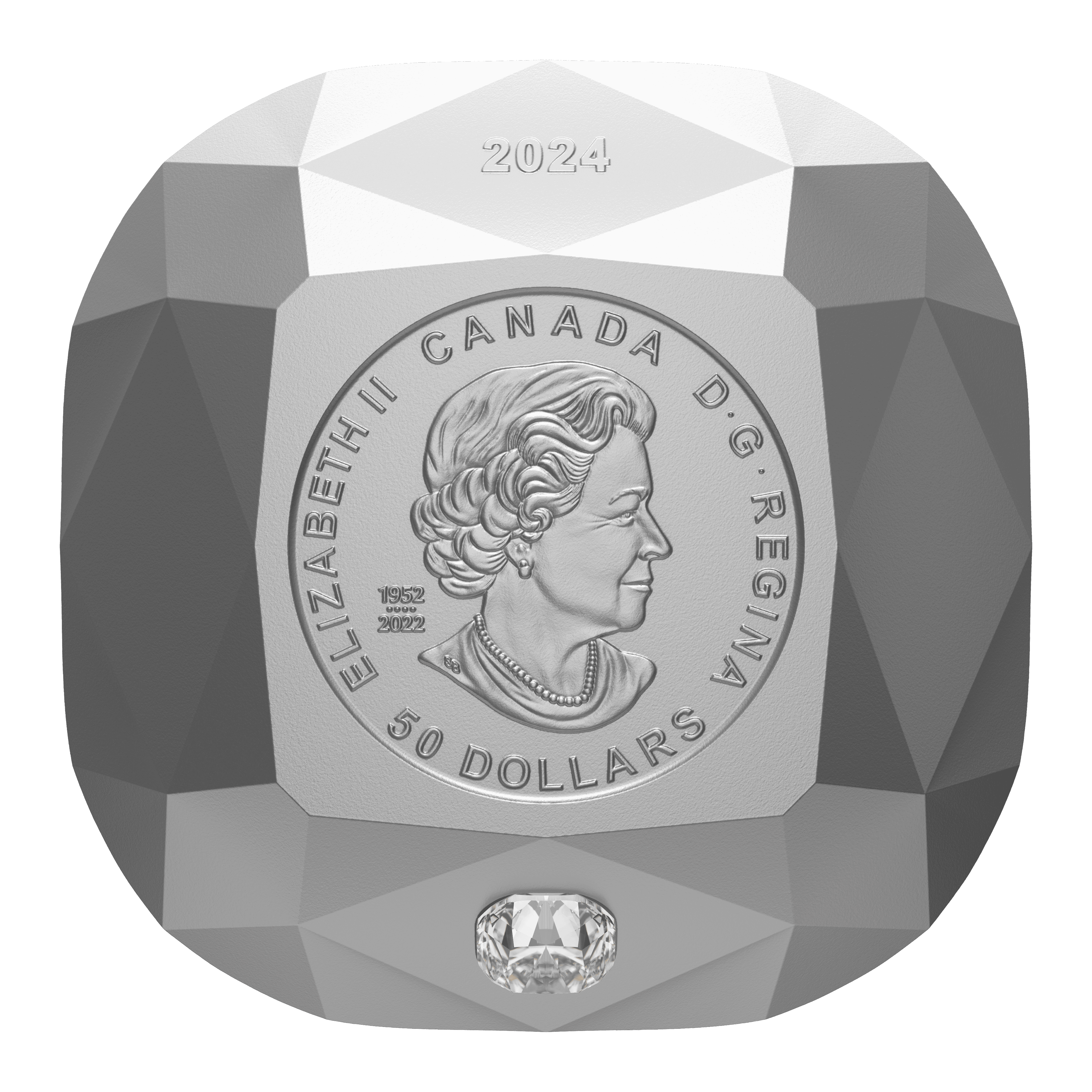 DE BEERS Ideal Cushion Diamond pure silver coin $50 Canada 2024 - PARTHAVA COIN