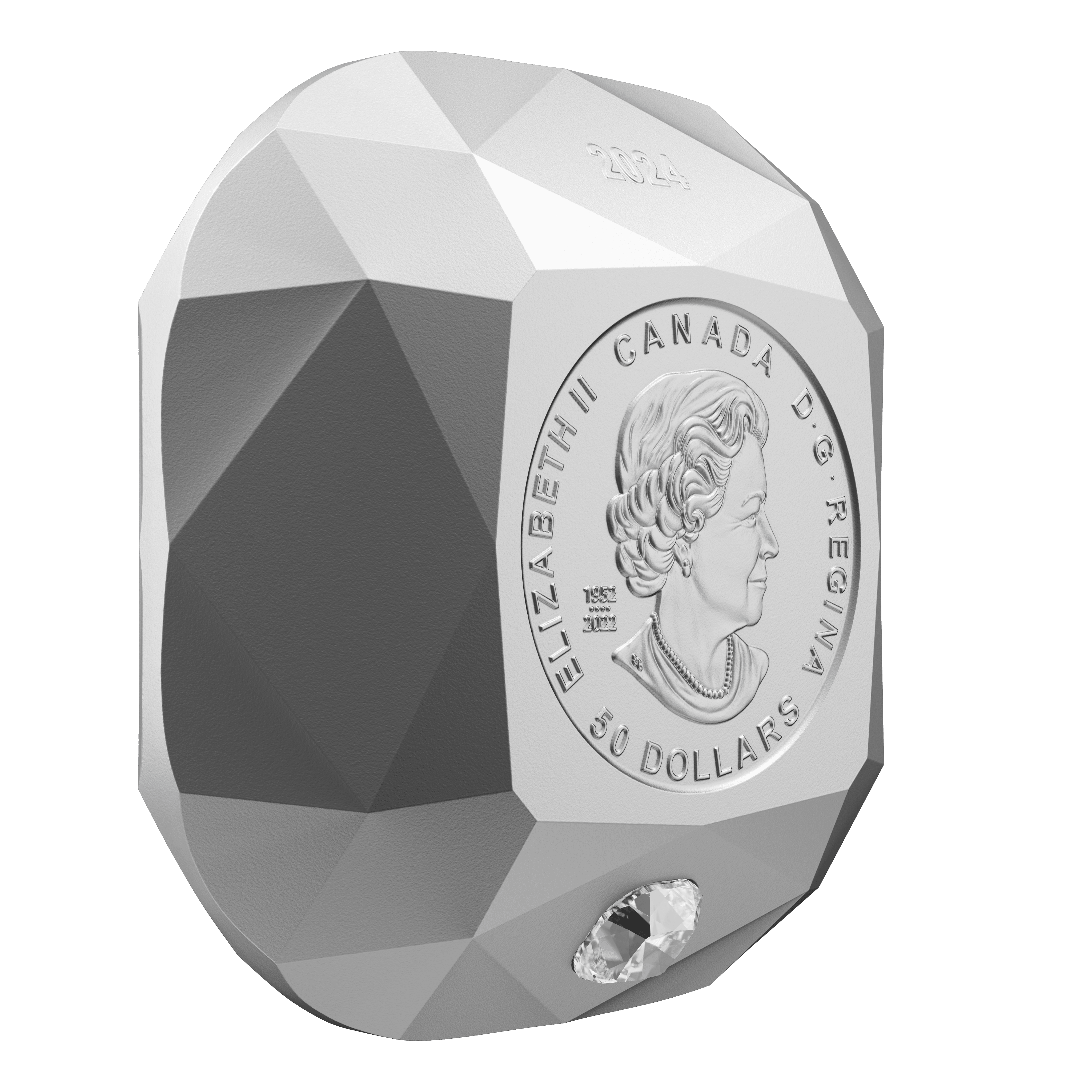 DE BEERS Ideal Cushion Diamond pure silver coin $50 Canada 2024 - PARTHAVA COIN