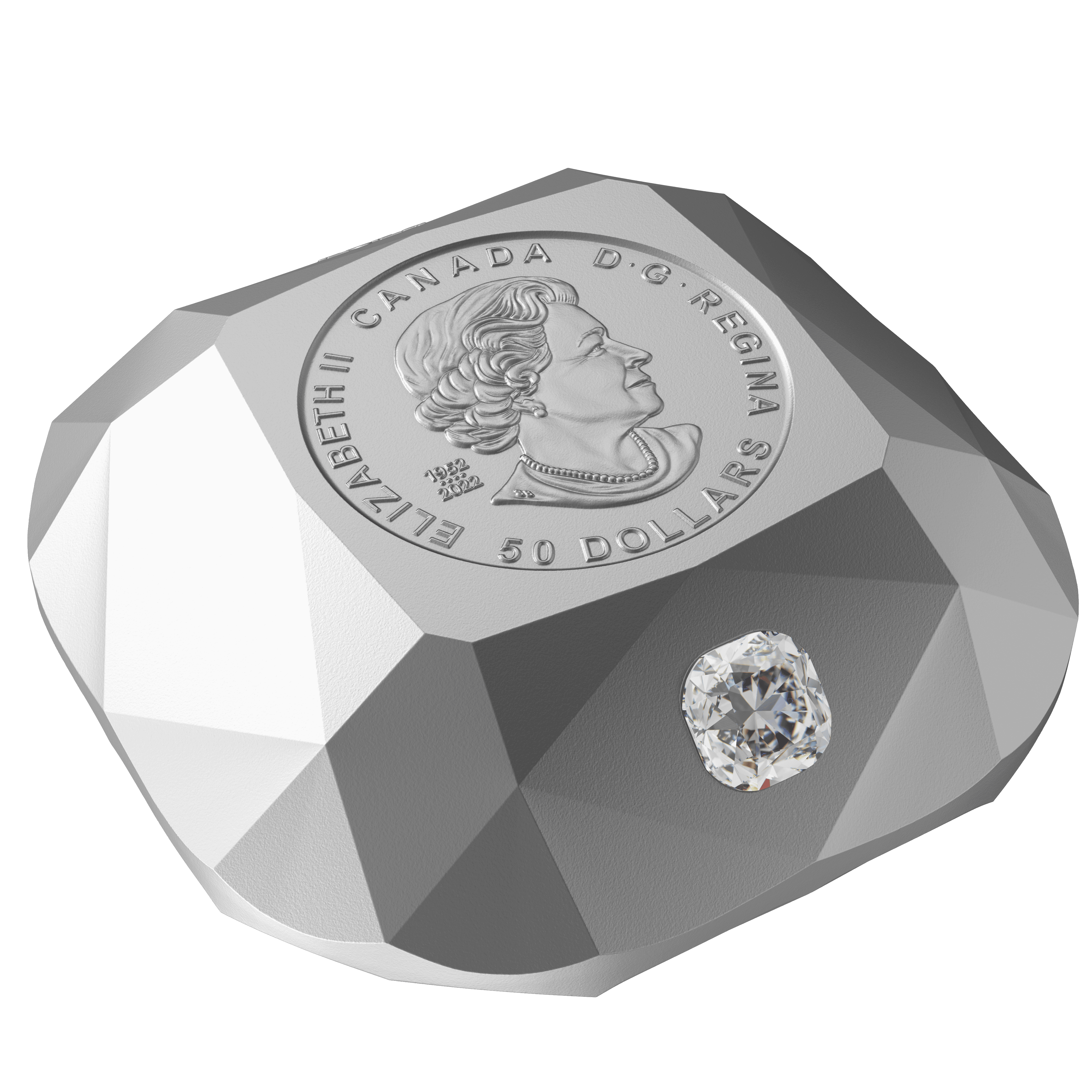 DE BEERS Ideal Cushion Diamond pure silver coin $50 Canada 2024 - PARTHAVA COIN