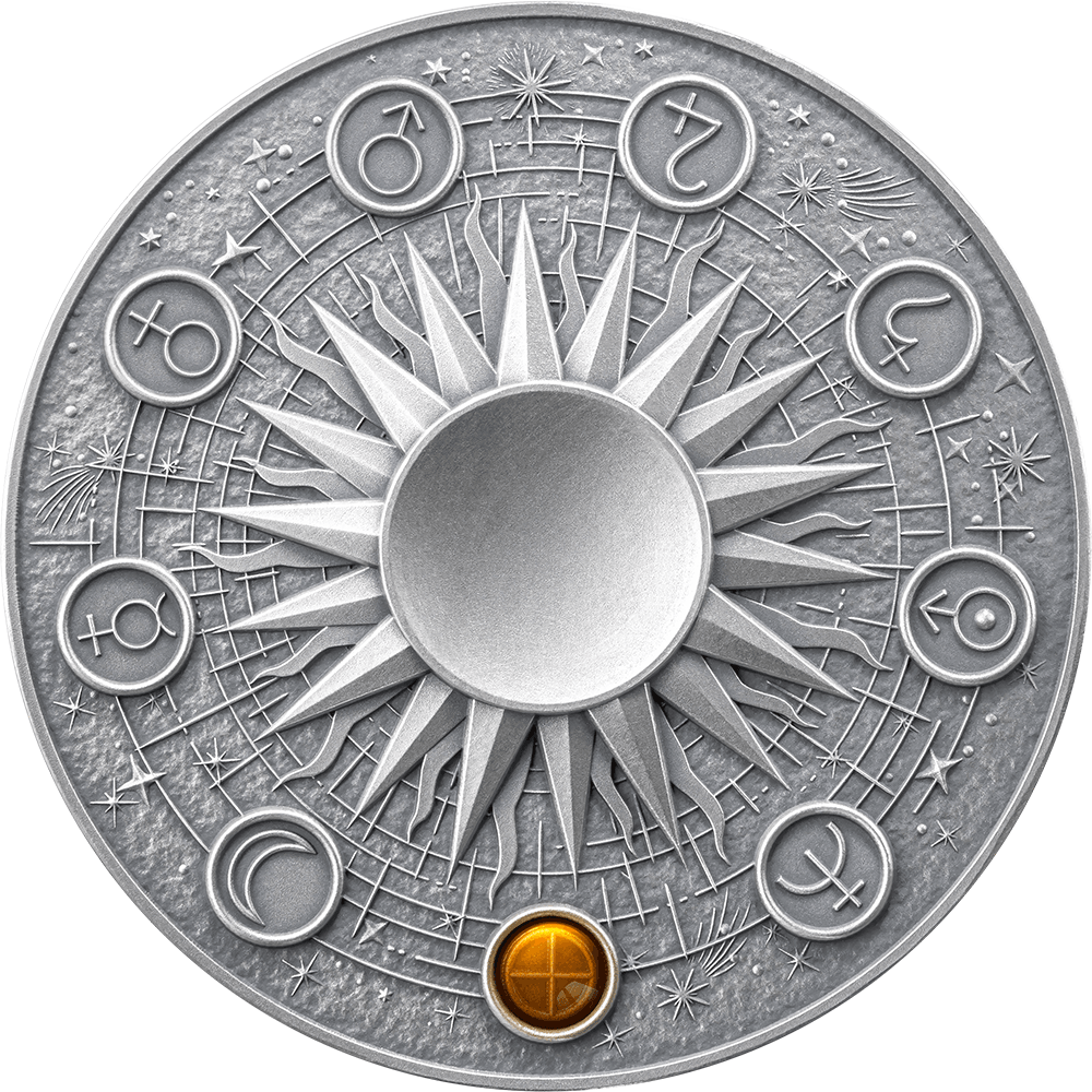 EARTH Solar System 2 Oz Silver Coin 10 Cedis Ghana 2024 - PARTHAVA COIN