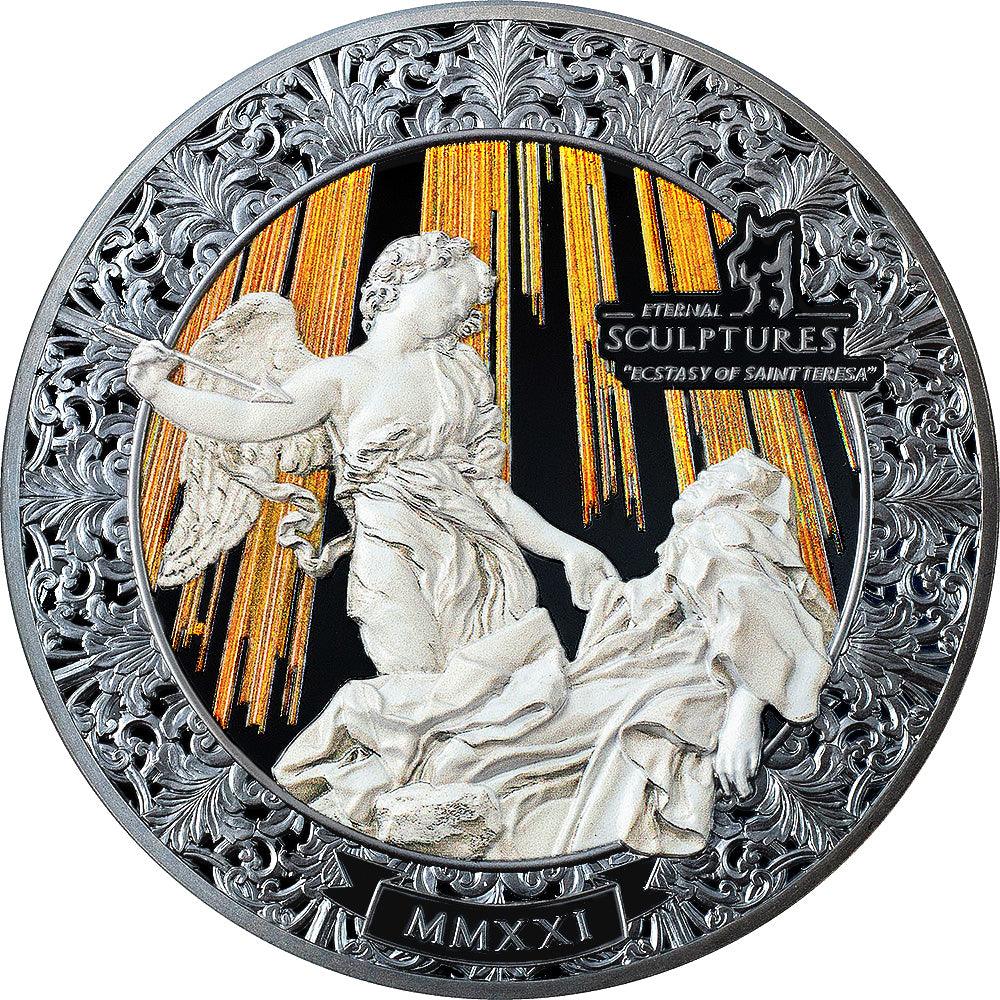 ECSTASY OF SAINT TERESA Eternal Sculptures Special Edition 5 Oz Silver Coin $20 Palau 2021 - PARTHAVA COIN